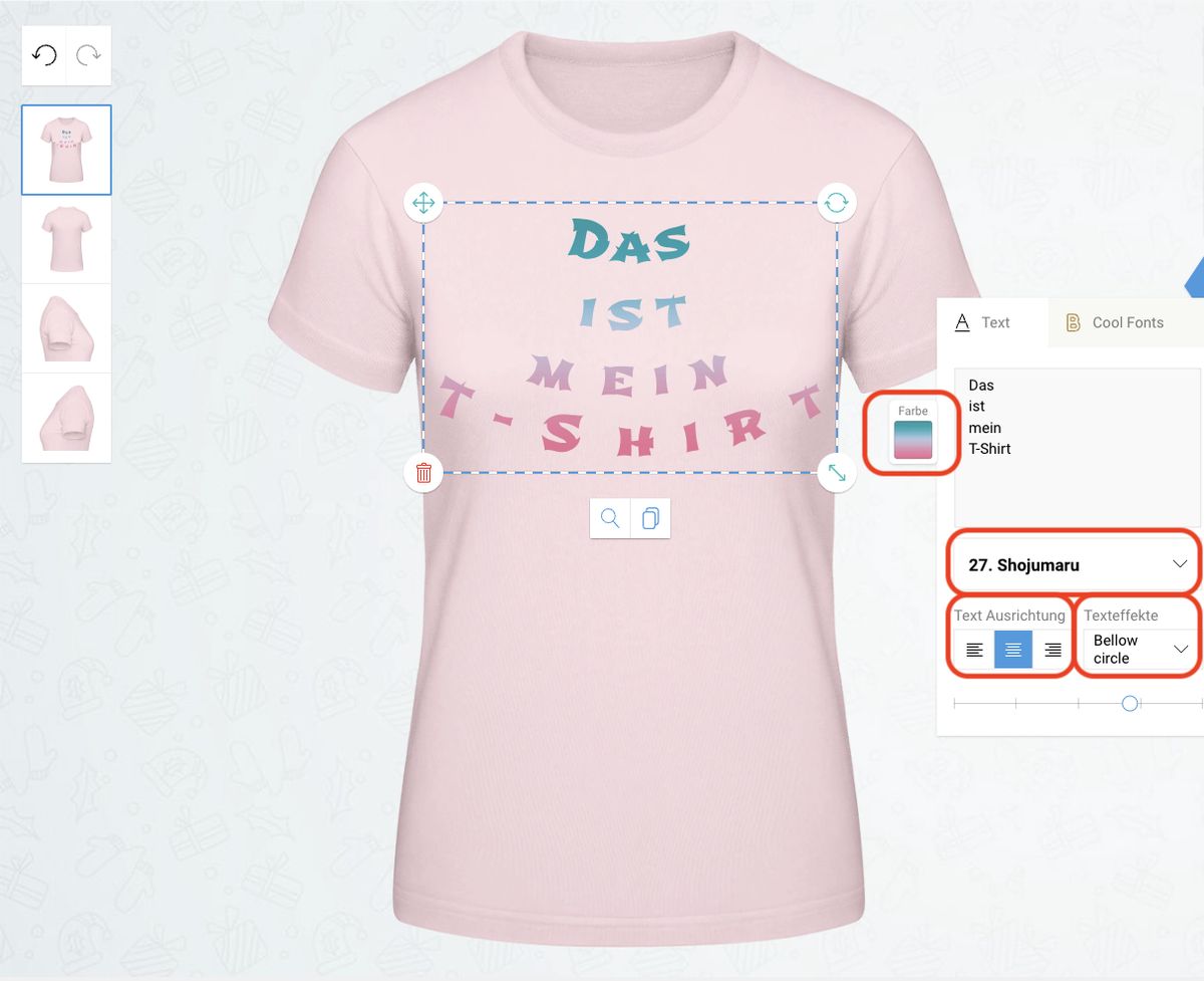 T-Shirt selbst gestalten - Texteffekte benutzen
