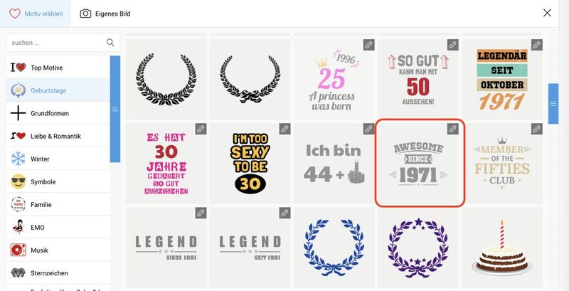 T-Shirt selbst gestalten - Motiv auswählen