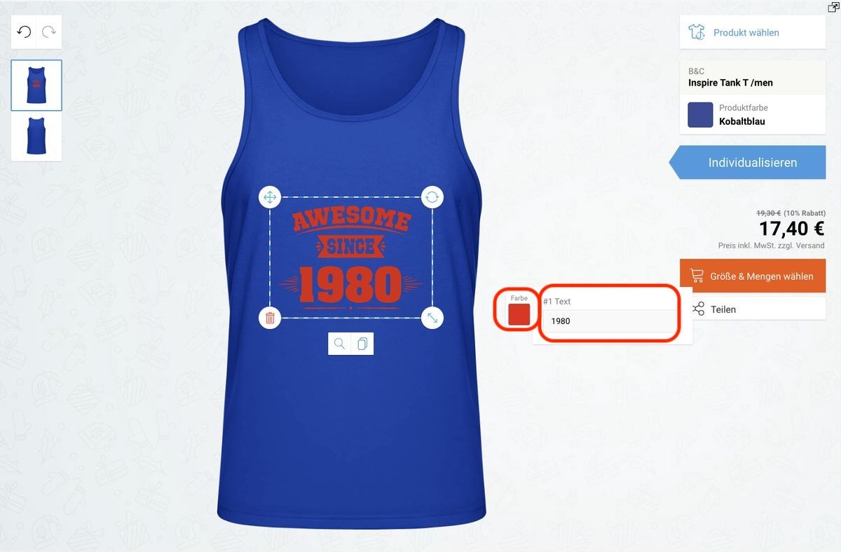 Tank-Top selbst gestalten - Motiv anpassen