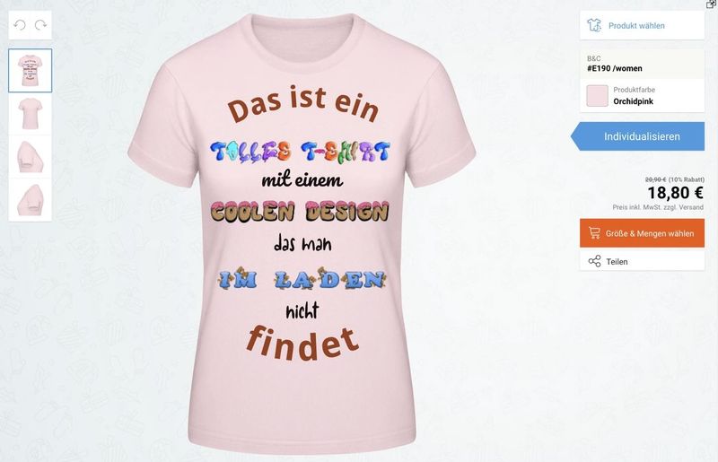 T-Shirt selbst gestalten - T-Shirt fertig gestaltet