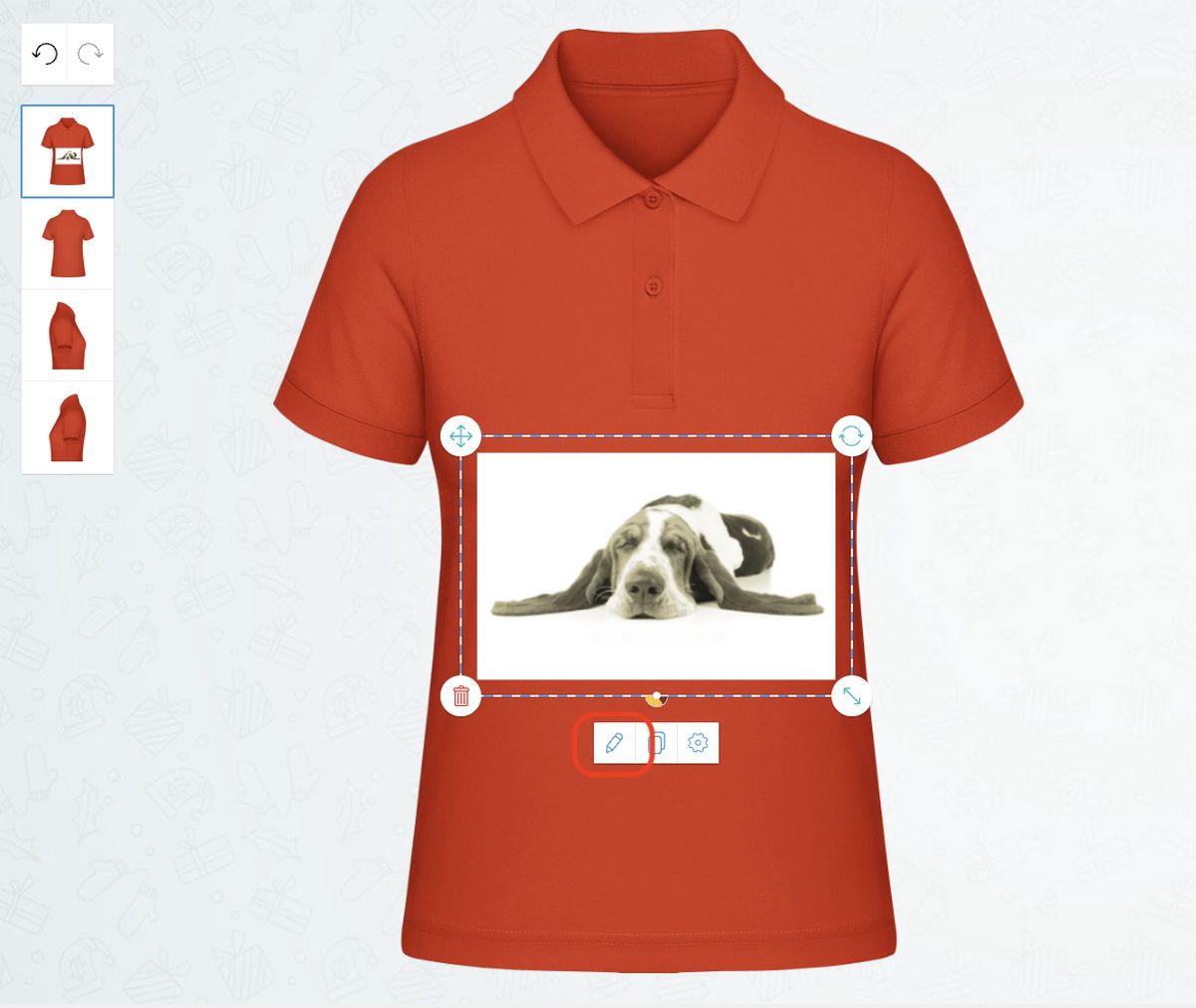 T-Shirt selbst gestalten - Bild am T-Shirt poitionieren