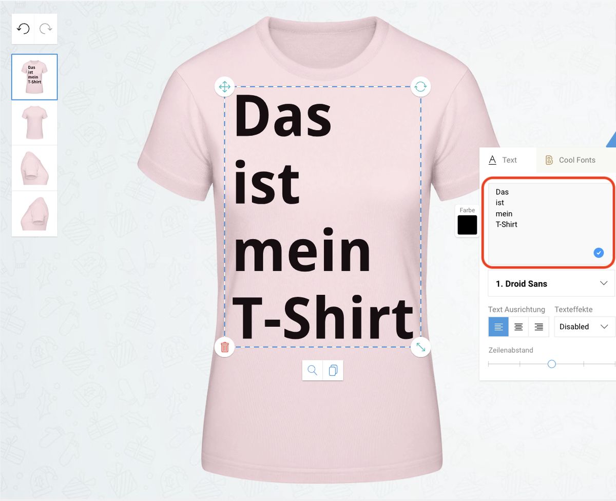 T-Shirt selbst gestalten - Text hinzufügen