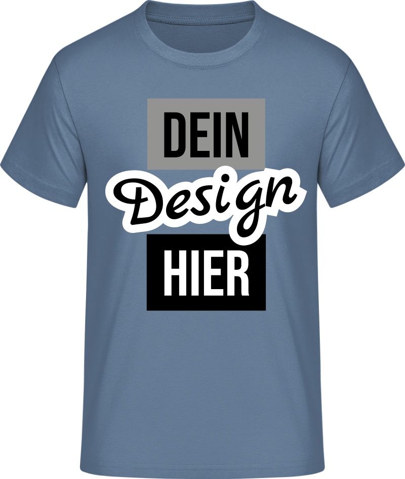 Herren #E190 T-Shirt bedrucken - Steinblau - 3XL