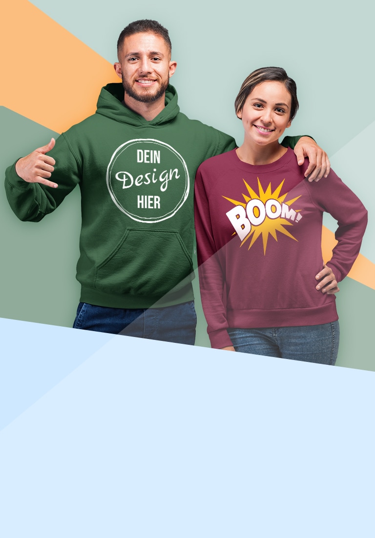 Junges Paar lässt eigene Pullover bedrucken